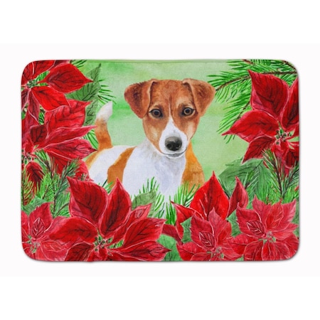 Carolines Treasures Jack Russell Terrier Poinsettas Machine Washable Memory Foam Mat CK1337RUG